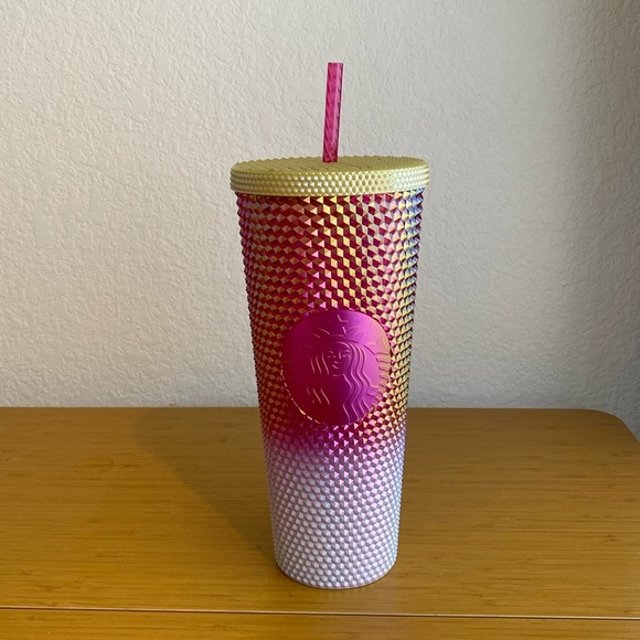 Starbucks 2024 Ruby Iridescent White & Gold Gradient Studded Bling Tumbler. NWT. - Picture 1 of 3